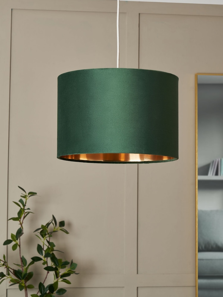 BHS Emerald Green Velvet Easyfit Shade 30cm - Image 2 of 7
