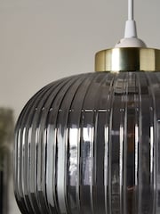 BHS Satin Brass Lyna Smoke Glass Easy Fit Shade Ceiling Light - Image 4 of 4