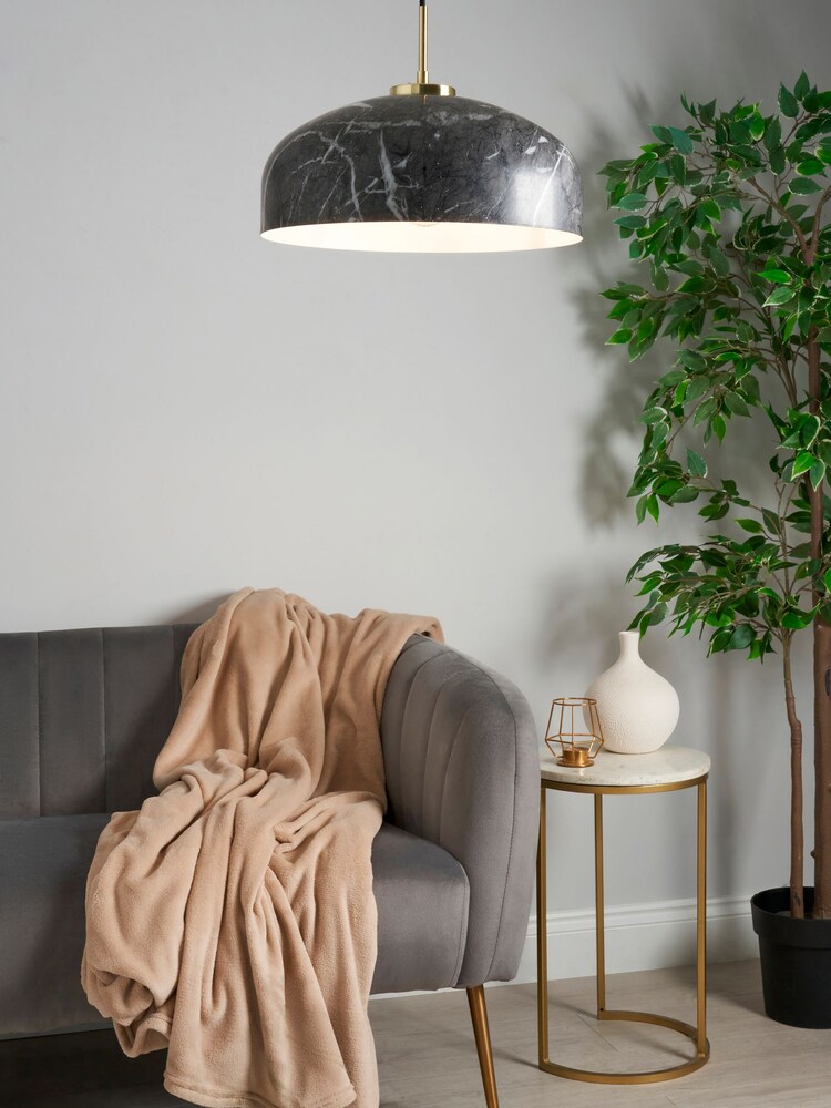 BHS Grey Java Spun Metal Marble Pendant Ceiling Light - Image 1 of 4