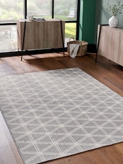 Pacific Silver White Garden Geo Design Rectangular Rug - Image 1 of 1