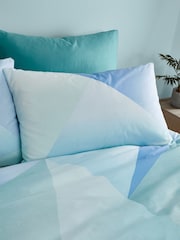 Catherine Lansfield Green Blue Ombre Larsson Geo Reversible Duvet Cover Set - Image 2 of 4