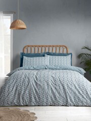 Catherine Lansfield Blue Sardinia Mosaic Tile Reversible Duvet Cover Set - Image 1 of 5