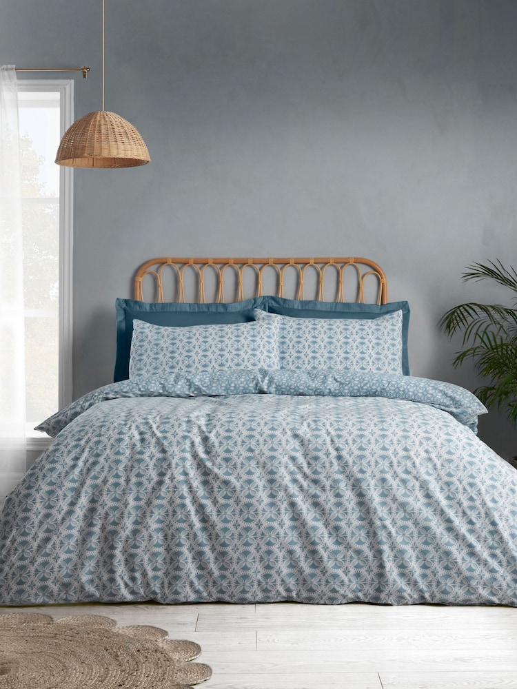 Catherine Lansfield Blue Sardinia Mosaic Tile Reversible Duvet Cover Set - Image 1 of 5