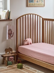 Piglet in Bed Red Dune Kids Gingham 100% Cotton Fitted Sheet - Image 1 of 3