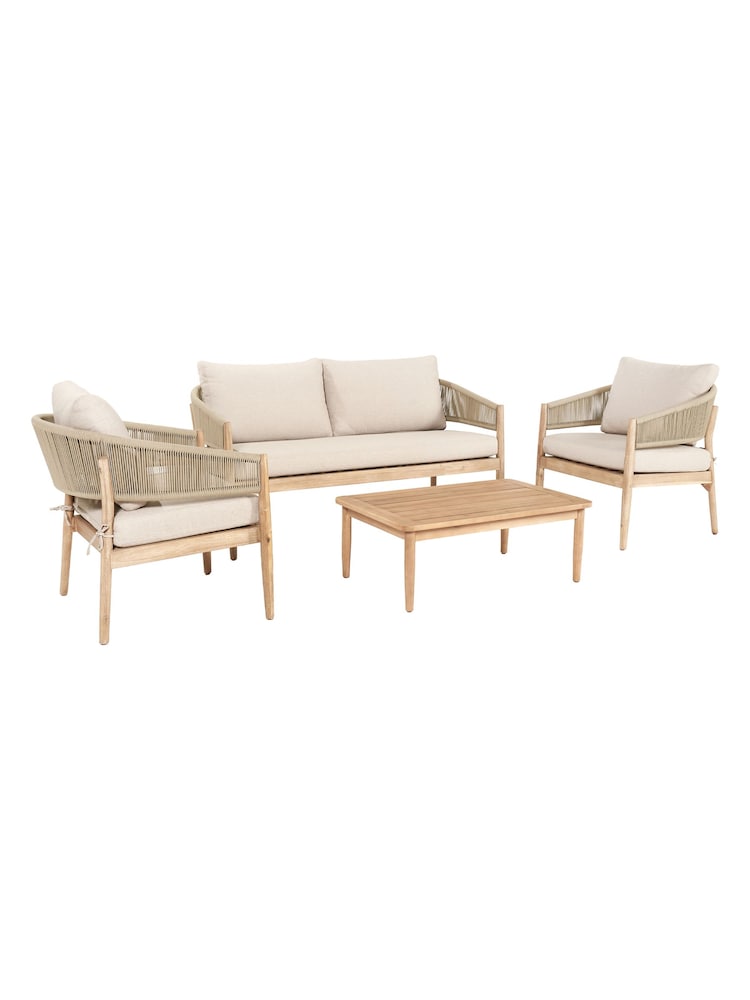 Pacific Teak Sage Green Wood Garden Denver Lounge Set - Image 2 of 6