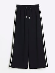 River Island Black Girls Wide Leg 100% Cotton Trousers - Image 1 of 4