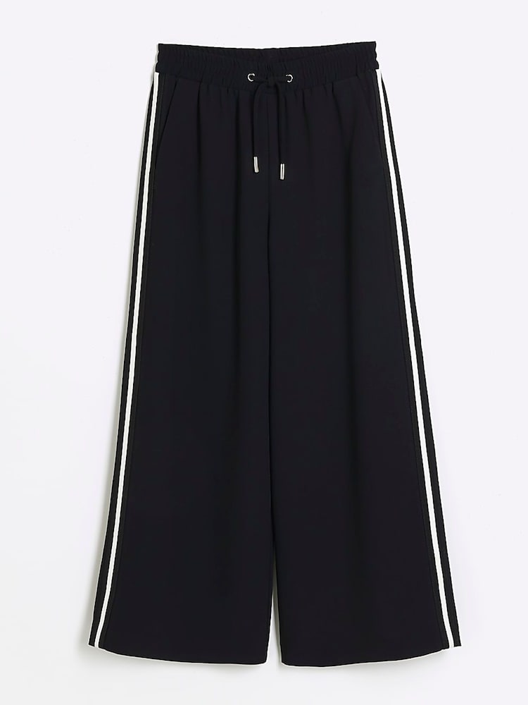River Island Black Girls Wide Leg 100% Cotton Trousers - Image 1 of 4