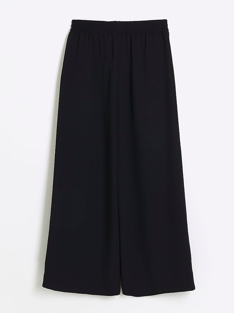 River Island Black Girls Wide Leg 100% Cotton Trousers - Image 2 of 4