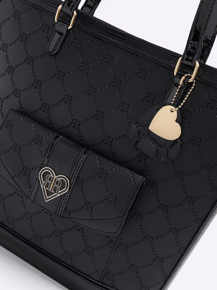 River Island Black Girls Embossed Pocket Shopper Bag - Image 5 of 5