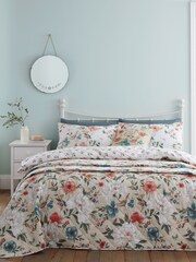 Catherine Lansfield Natural Pippa Floral Birds Reversible Duvet Cover Set - Image 1 of 4