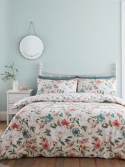 Catherine Lansfield Natural Pippa Floral Birds Reversible Duvet Cover Set - Image 2 of 4