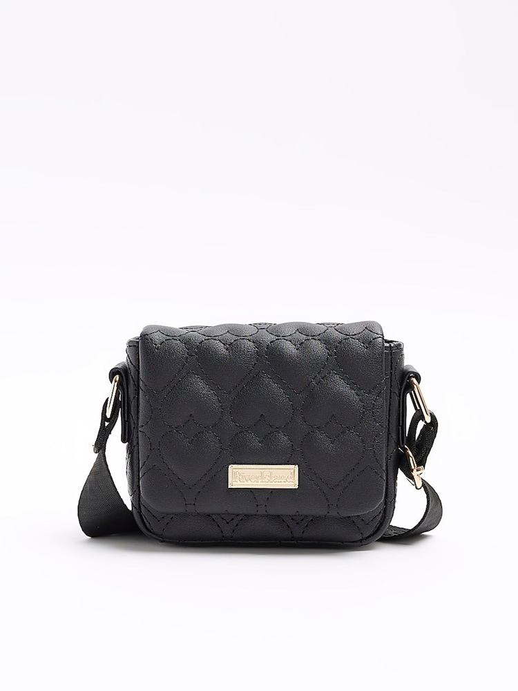 Negro - Bandolera con diseño de corazones acolchados para niña de River Island - Imagen 1 de 5
