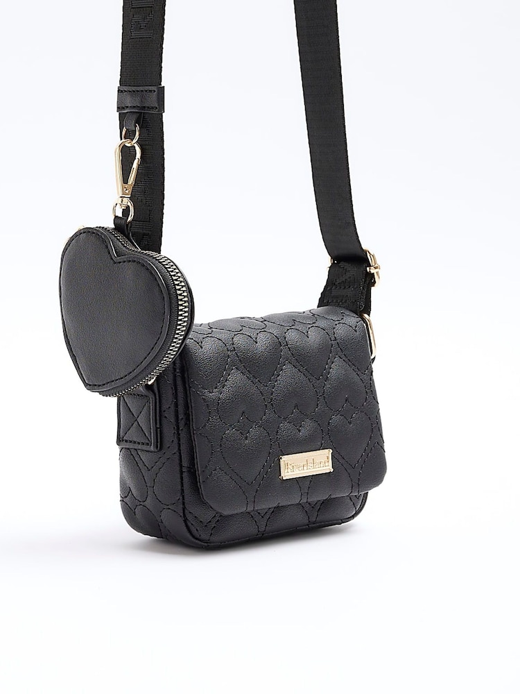 Negro - Bandolera con diseño de corazones acolchados para niña de River Island - Imagen 5 de 5
