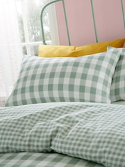 Catherine Lansfield Green Seersucker Gingham Check Easy Care Duvet Cover Set - Image 3 of 4