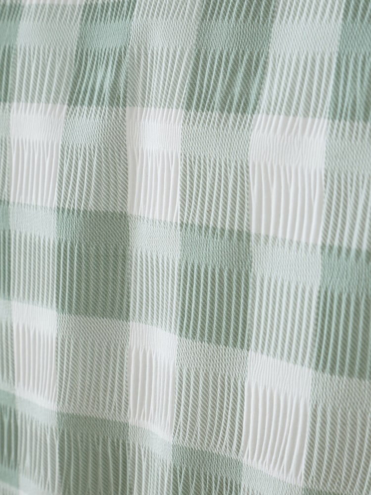 Catherine Lansfield Green Seersucker Gingham Check Easy Care Duvet Cover Set - Image 4 of 4