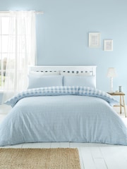 Catherine Lansfield Blue Seersucker Gingham Check Easy Care Duvet Cover Set - Image 2 of 4