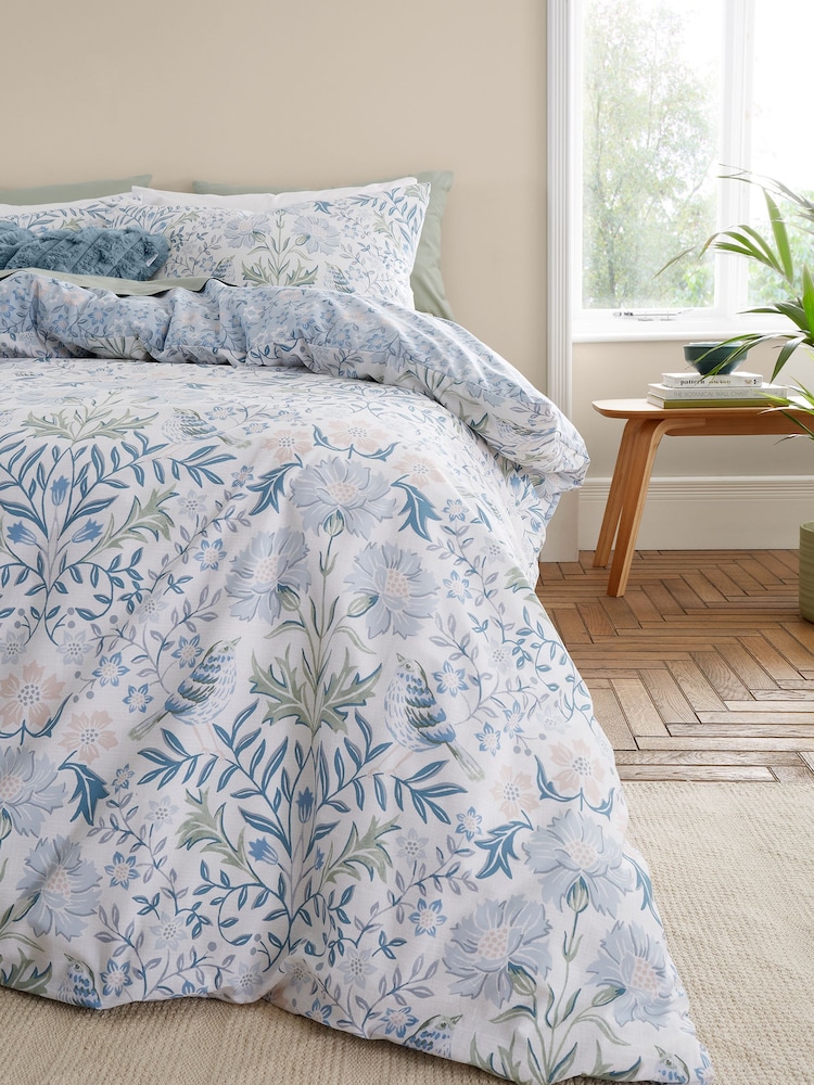 Bianca Blue Hedgerow Hopper Floral Cotton Duvet Cover Set - Image 2 of 4