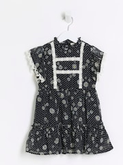 River Island Black Mini Girls Floral Chiffon Dress - Image 4 of 7