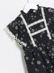 River Island Black Mini Girls Floral Chiffon Dress - Image 6 of 7