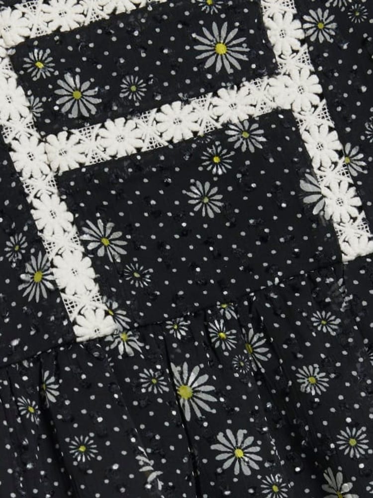 River Island Black Mini Girls Floral Chiffon Dress - Image 7 of 7