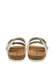 Dunlop White Ladies Twin Buckle Footbed Mules - Image 3 of 4