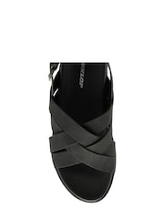 Dunlop Black Ladies Cross-Over Flatform Sandals - Image 4 of 4