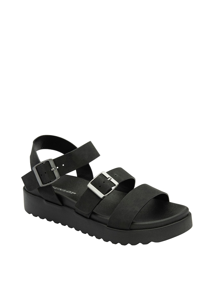 Dunlop Black Ladies Flatform Sandals - Image 1 of 4