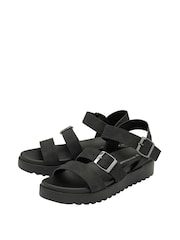 Dunlop Black Ladies Flatform Sandals - Image 2 of 4