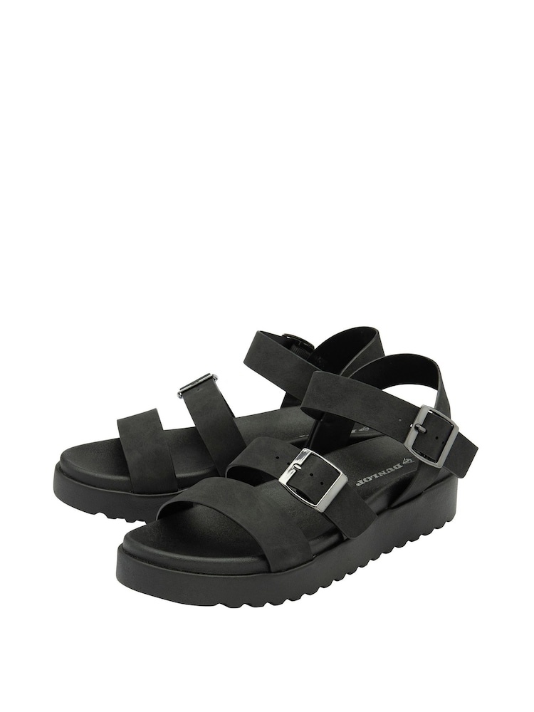 Dunlop Black Ladies Flatform Sandals - Image 2 of 4