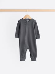 Neutral Tan Brown 100% Cotton Baby Zip Sleepsuits 3 Pack (0-2yrs) - Image 6 of 12