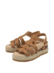 Dunlop Brown Ladies Flatform Espadrille Sandals - Image 2 of 4