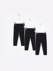 River Island Black Mini Girls Plain Leggings 3 Pack - Image 1 of 3