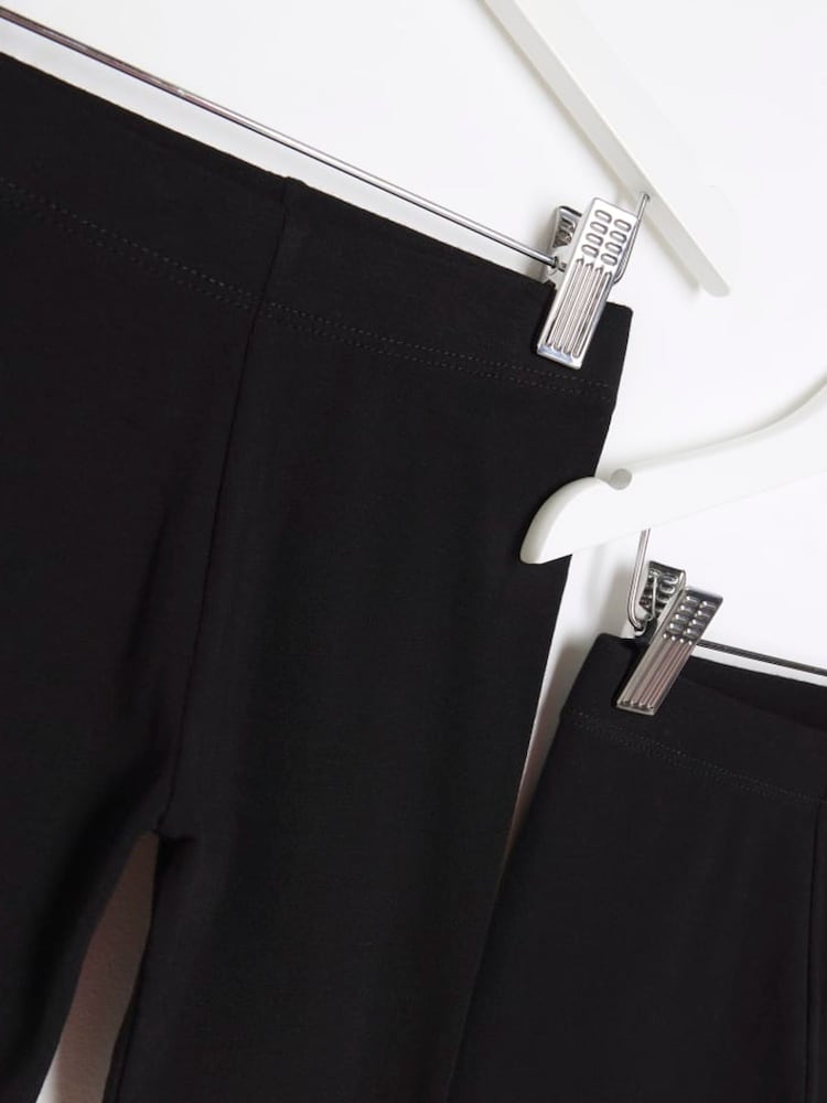 River Island Black Mini Girls Plain Leggings 3 Pack - Image 2 of 3