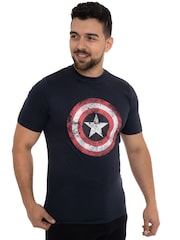 Character Blue Captain America 100% Cotton T-Shirt - Image 1 of 6