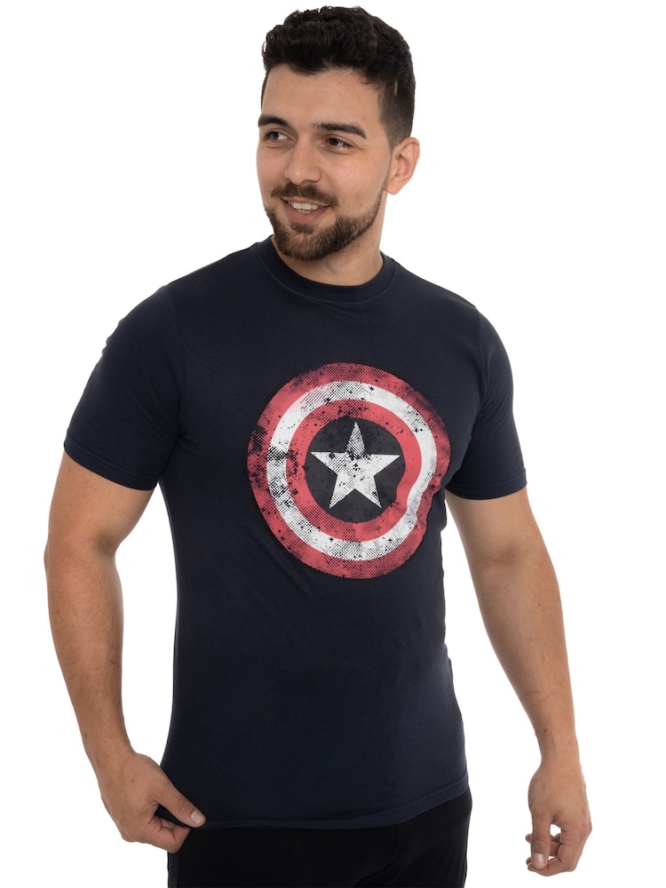 Character Blue Captain America 100% Cotton T-Shirt - Image 1 of 6