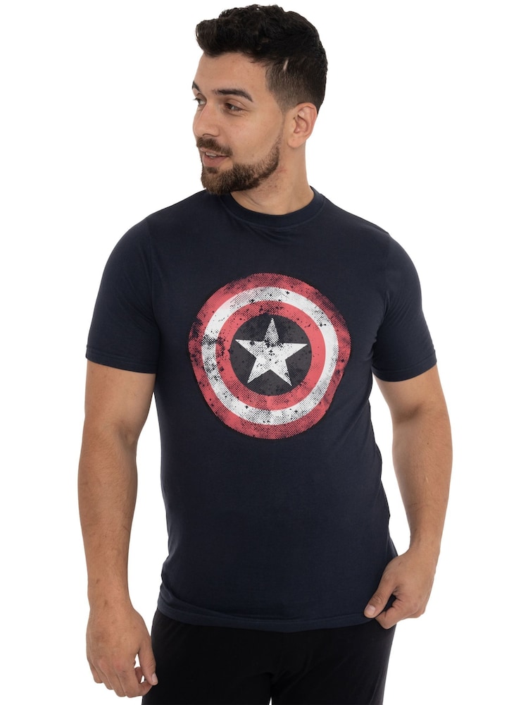Character Blue Captain America 100% Cotton T-Shirt - Image 2 of 6