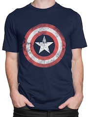 Character Blue Captain America 100% Cotton T-Shirt - Image 4 of 6