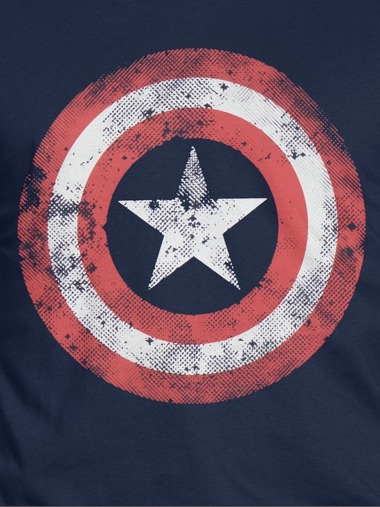 Character Blue Captain America 100% Cotton T-Shirt - Image 6 of 6