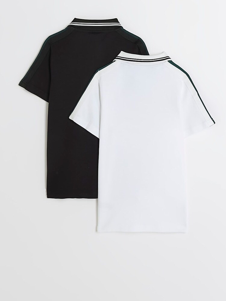 River Island White Boys Taped Polo Shirts 2 Pack - Image 2 of 4