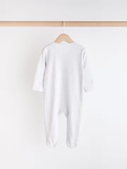 Grey Essential Zipped 100% Cotton Baby Sleepsuits 3 Pack (0-3yrs) - Image 4 of 11