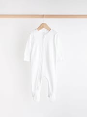 Grey Essential Zipped 100% Cotton Baby Sleepsuits 3 Pack (0-3yrs) - Image 5 of 11