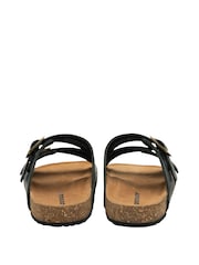 Dunlop Black Ladies Twin Buckle Footbed Mules - Image 3 of 4