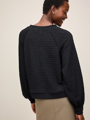 Black Textured Long Sleeve Top - Image 3 of 6