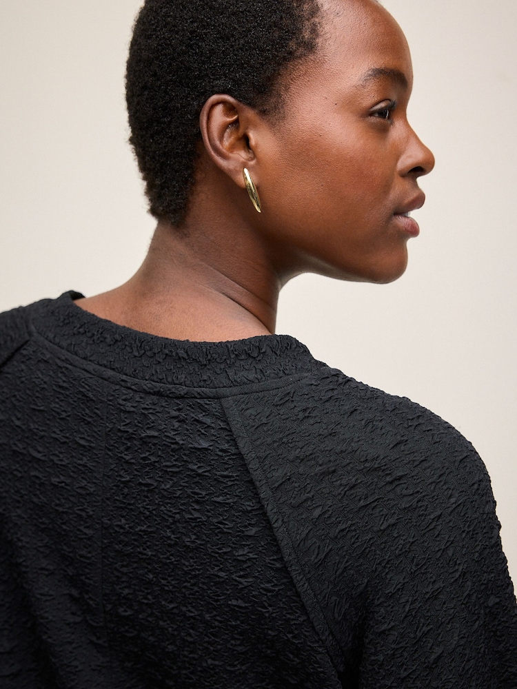 Black Textured Long Sleeve Top - Image 4 of 6