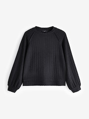 Black Textured Long Sleeve Top - Image 5 of 6