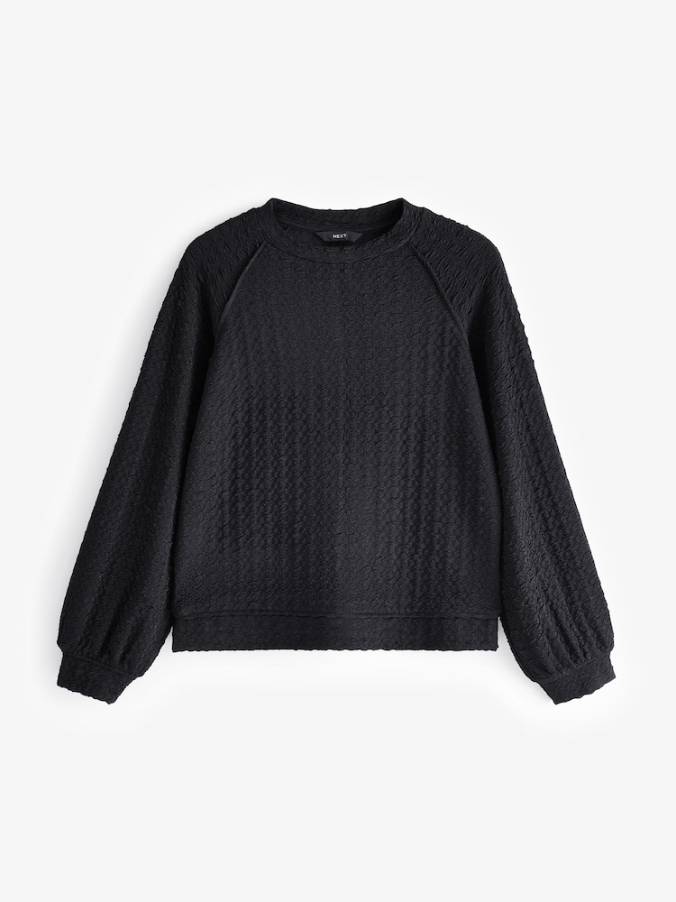 Black Textured Long Sleeve Top - Image 5 of 6