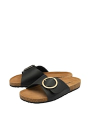أسود - Dunlop Ladies Single Large Buckle Footbed Sandals - صورة 3 من 4