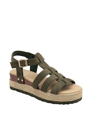 Dunlop Green Ladies Flatform Espadrille Sandals - Image 1 of 4