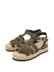 Dunlop Green Ladies Flatform Espadrille Sandals - Image 2 of 4