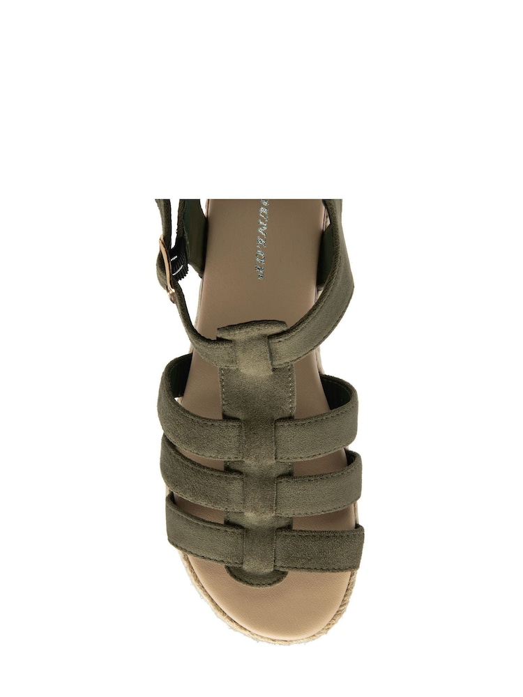 Dunlop Green Ladies Flatform Espadrille Sandals - Image 4 of 4